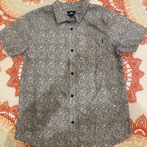 O'Neill Boy’s  Short Sleeve Floral Button-Up Shirt - Gray/White